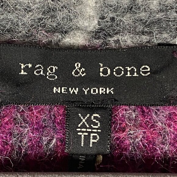 Rag & Bone Jonie Womens V-Neck Sweater XS Magenta fuzzy soft oversized varsity - Picture 4 of 9